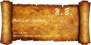 Mehler Bodor névjegykártya